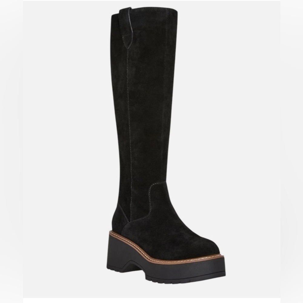 Aqua College Women's Gina Waterproof Platform Suede Boots Black Size 7.5